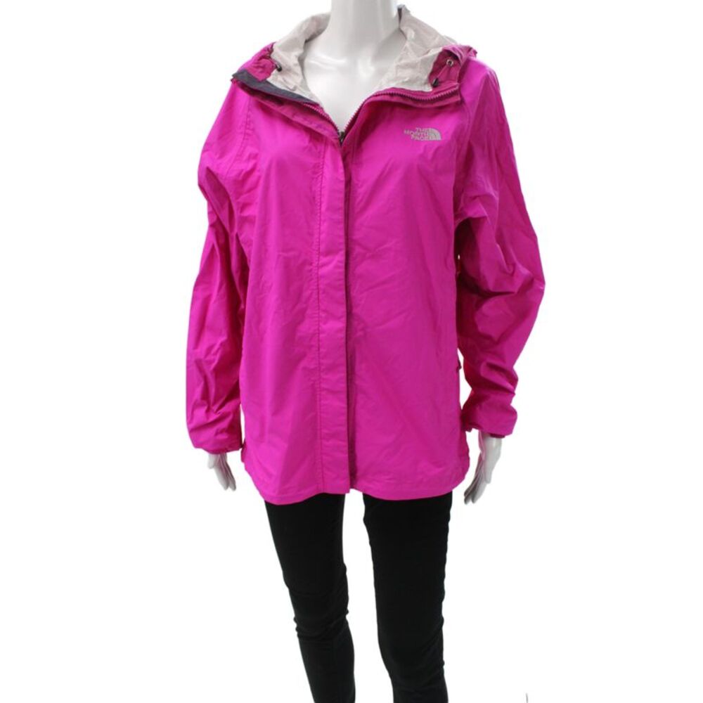 The North Face Women Rain Jacket Pink Nylon Zip Long Sleeve Size L